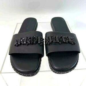 Karl Lagerfield Paris Bijou Beaded Women's Black Slides Sandals - Size 7